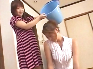 Asian teen slaps around her mother - foot..
