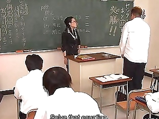 Naughty teacher sucking off her stupid students..